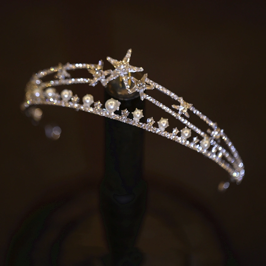 Women's Simple Elegant Pearl Crown Rhinestone Headband