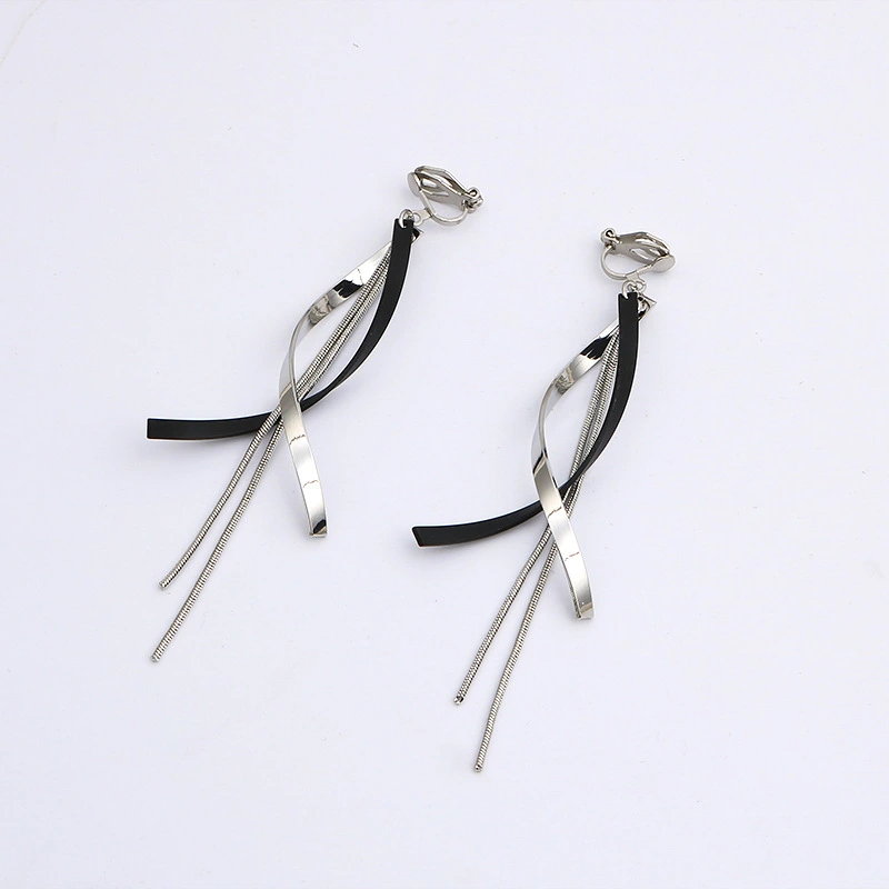 Sweet Cool Long Metal Tassel Non-piercing Ear Clip