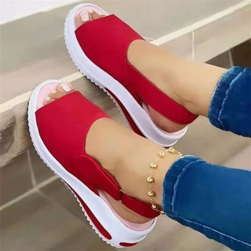 2023 Summer New Women's Thick Sole Simple Velcro Sandals