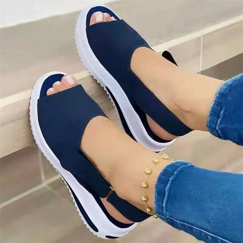 2023 Summer New Women's Thick Sole Simple Velcro Sandals