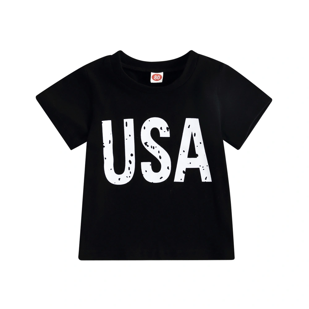 Toddler Boys Summer Casual Tops Short Sleeve O Neck Letter Print Loose Fit T-shirt