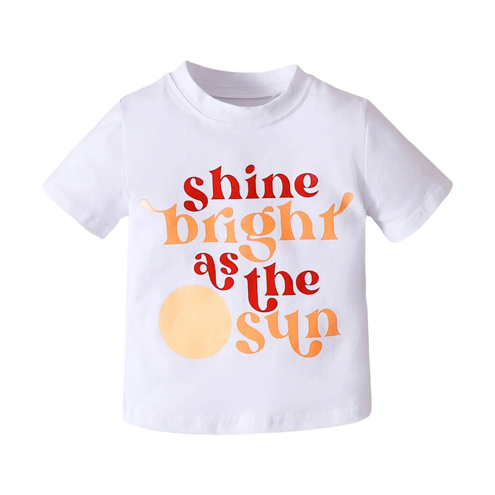 Kids Toddler Summer T-Shirts, Short Sleeve Round Neck Letter Print Tops Casual Shirt for Boys Girls