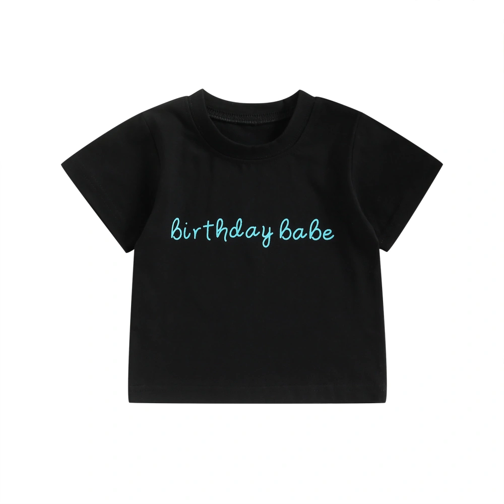 Kids Baby Birthday T-shirt Summer Casual Round Neck Letter Printed Short Sleeve Tops for Toddler Boy Girl