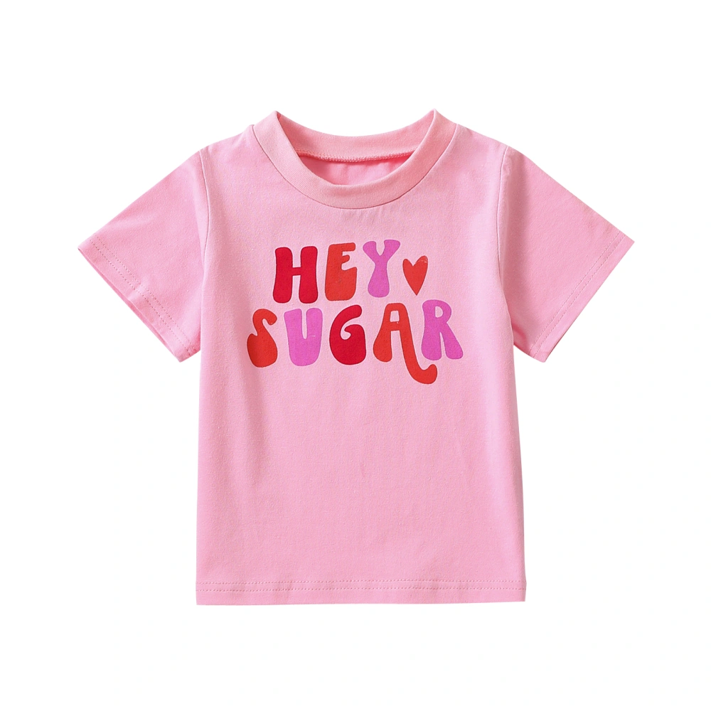 Kids Baby Girl Summer T-shirt Casual Round Neck Letter Printed Short Sleeve Tops for Toddler