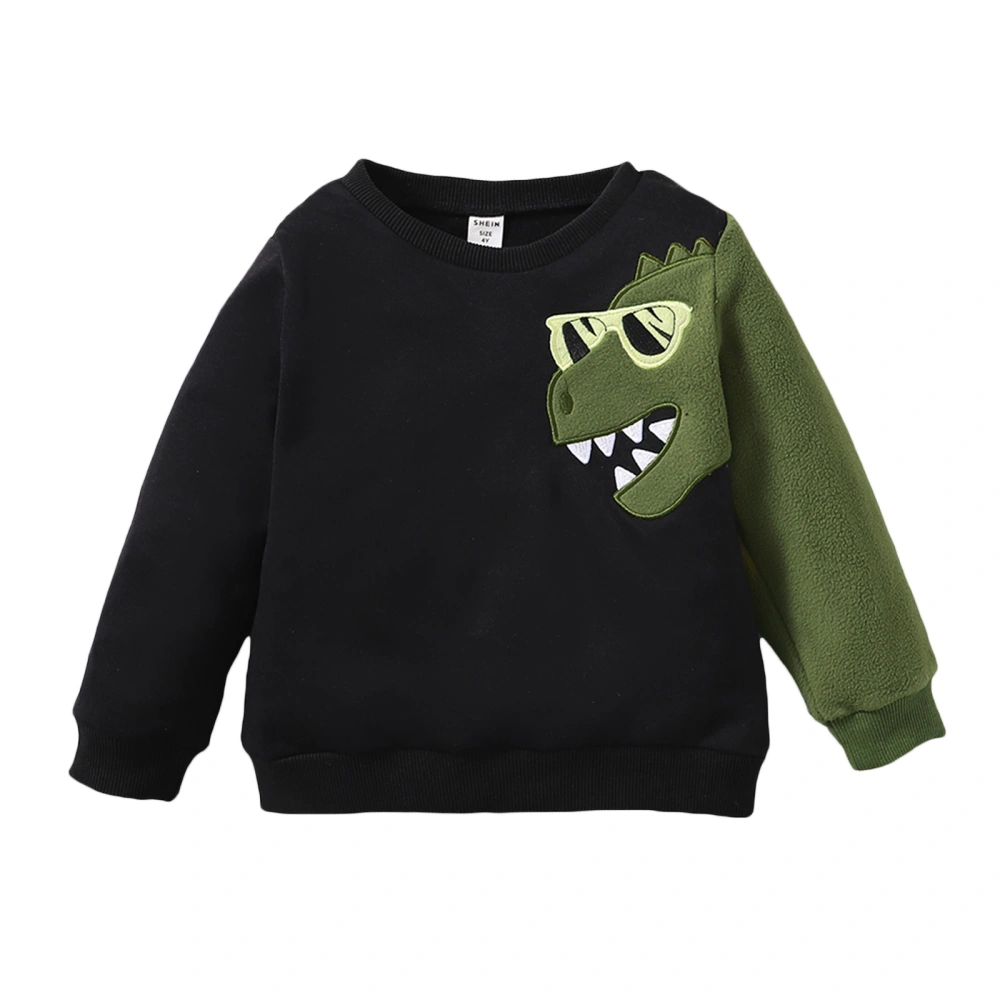 Kid Boys Shirt, Long Sleeve Round Neck Cartoon Dinosaur Pullover Party Casual Loose Sweater Tops