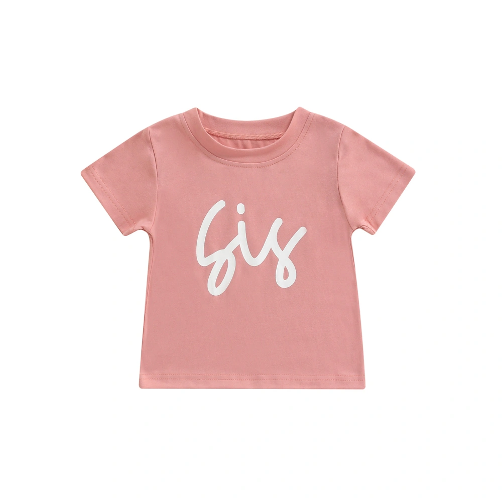 Toddlers Summer Breathable T-shirt, Little Boys Girls Creative Letter Printing Short Sleeve Round Collar Tops Casual Clothes