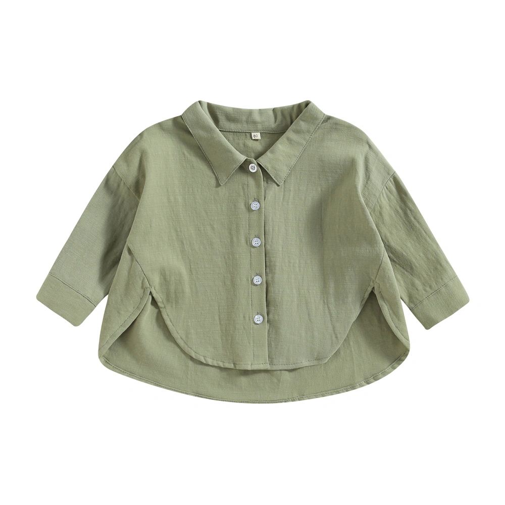 Kids Toddler Baby Summer Tops, Short Sleeve Lapel Collar Solid Color Button Down Shirts