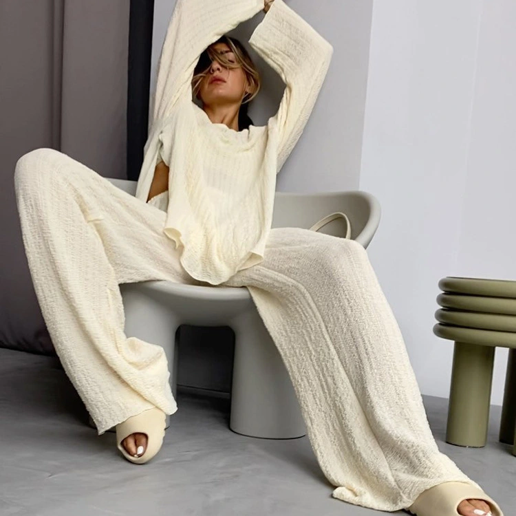 Longsleeve Crewneck Loose-fitting Crepe Lounge Suit