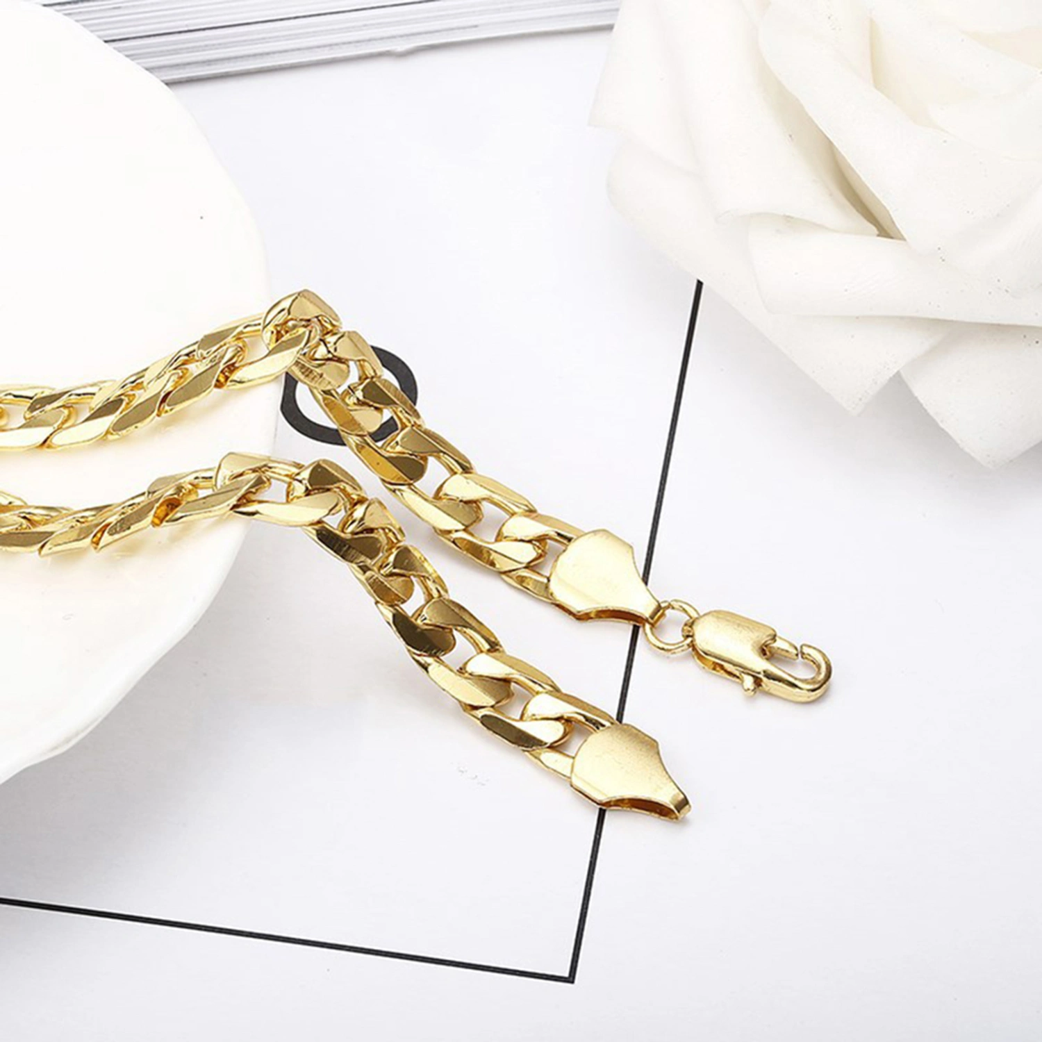 Chain Bracelet Glossy Hard to Tarnish Hip Hop Style Cuban Chain Bracelet for Gift