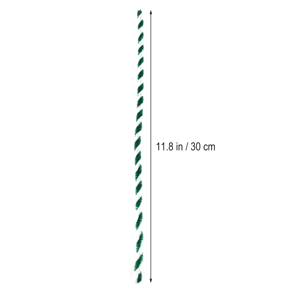 50pcs Two-tone Craft Chenille Stems Dark Green and White Twistable Stick  Kids Pipe Cleaners Child Handcraft Rod Handmade Art DIY Materials Plush Educational Toy