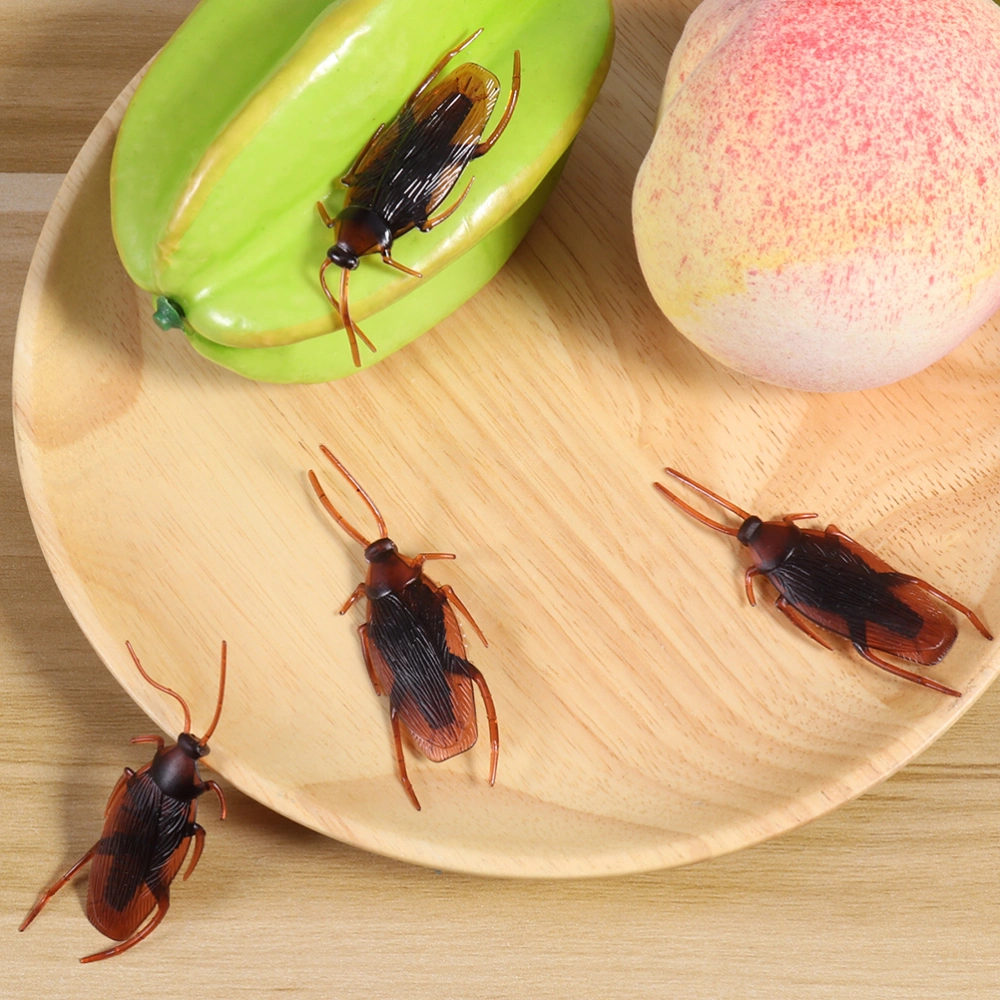 60pcs Fake Roach Simulation Cockroaches Prank Novelty Plastic Cockroach Bugs Look Real for Halloween (Brown)