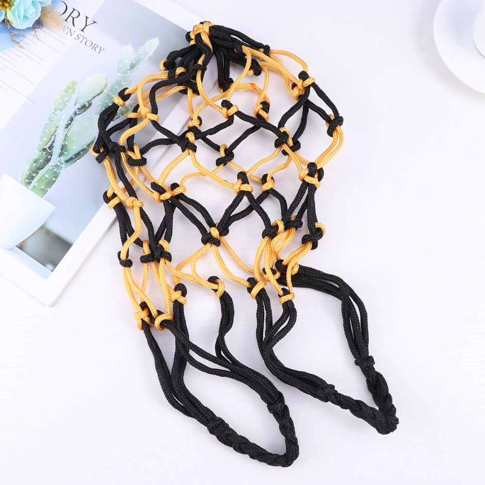 Heavy Duty Basketball Bag Drawstring Ball Mesh Net Nylon Soccer Carrier Mesh Net Bag Drawstring Storage Bag for Basketball Pocket(Yellow and Black)