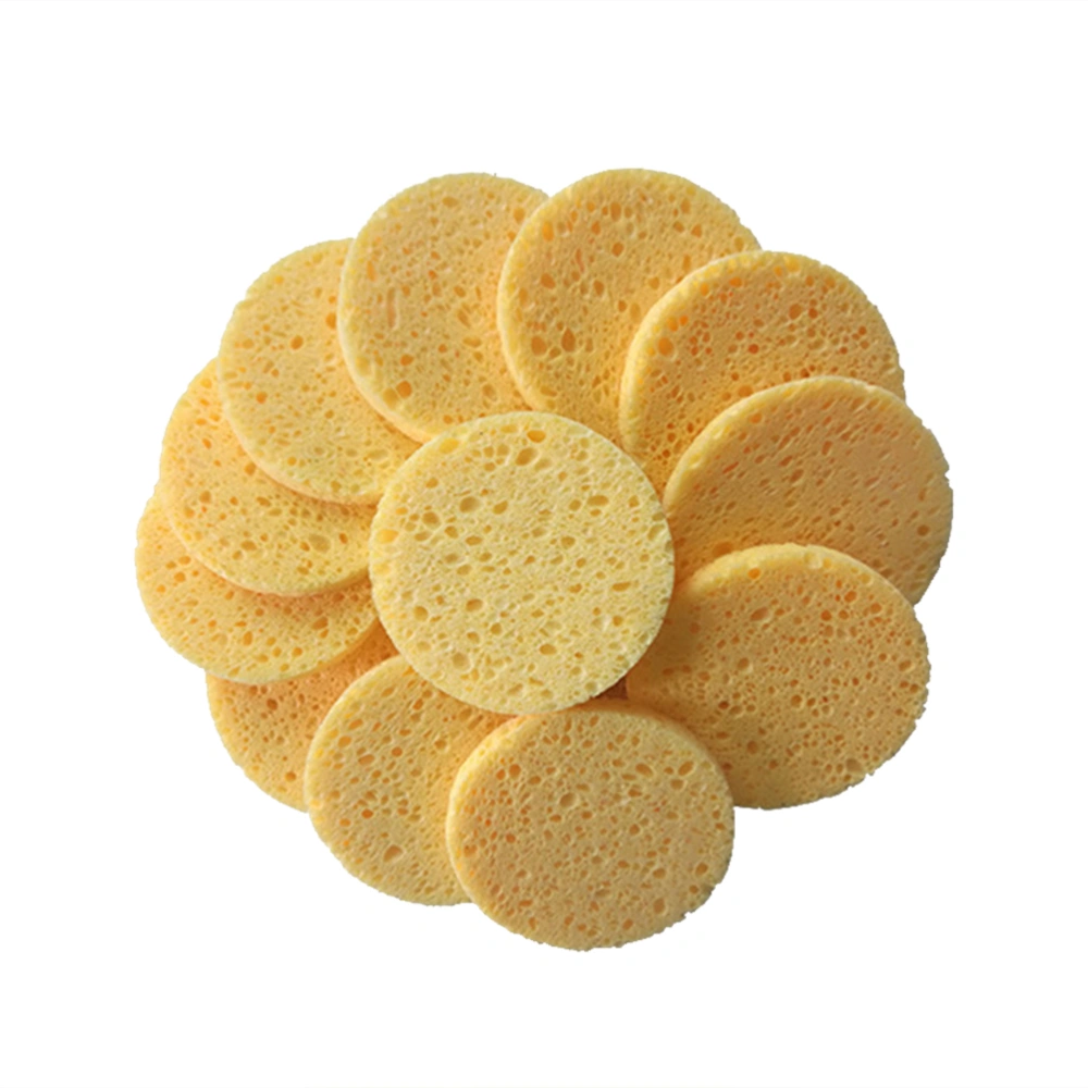 50 Pcs Natural Wood Pulp Sponge Cellulose Compress Cosmetic Puff Facial Washing Sponge Face Care Cleansing Makeup Remover Tools (Round)