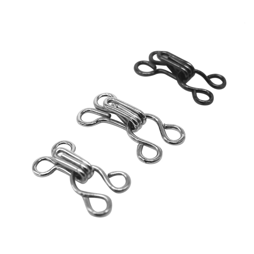 100pcs Sewing Hooks and Eyes Closure Eye Sewing Closure for Bra Fur Coat Cape Stole Clothing (Silver and Black)