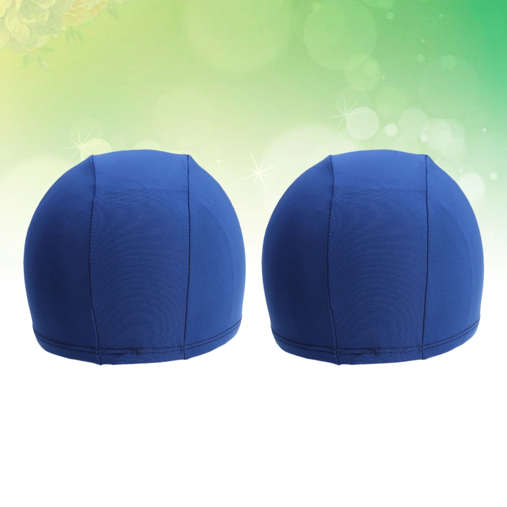 2pcs Stretchable Polyester Swim Comfortable Fit Swimming Caps Shower Caps for Adult Men Women Long Hair(Sapphire Blue)