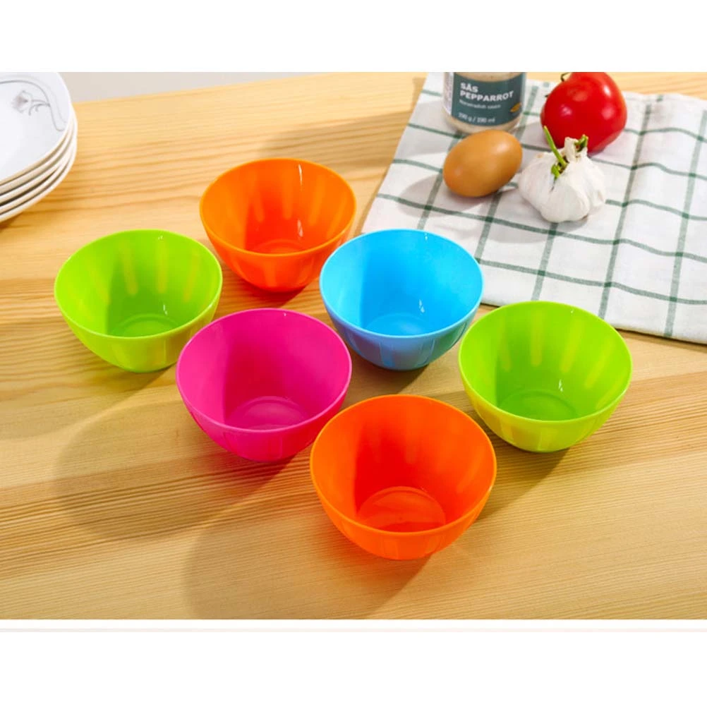 12 Pcs Plastic Bowls Colorful Reusable Salad Bowls Facial Mask Seasoning Bowls Home Household Bowls (Random Color)