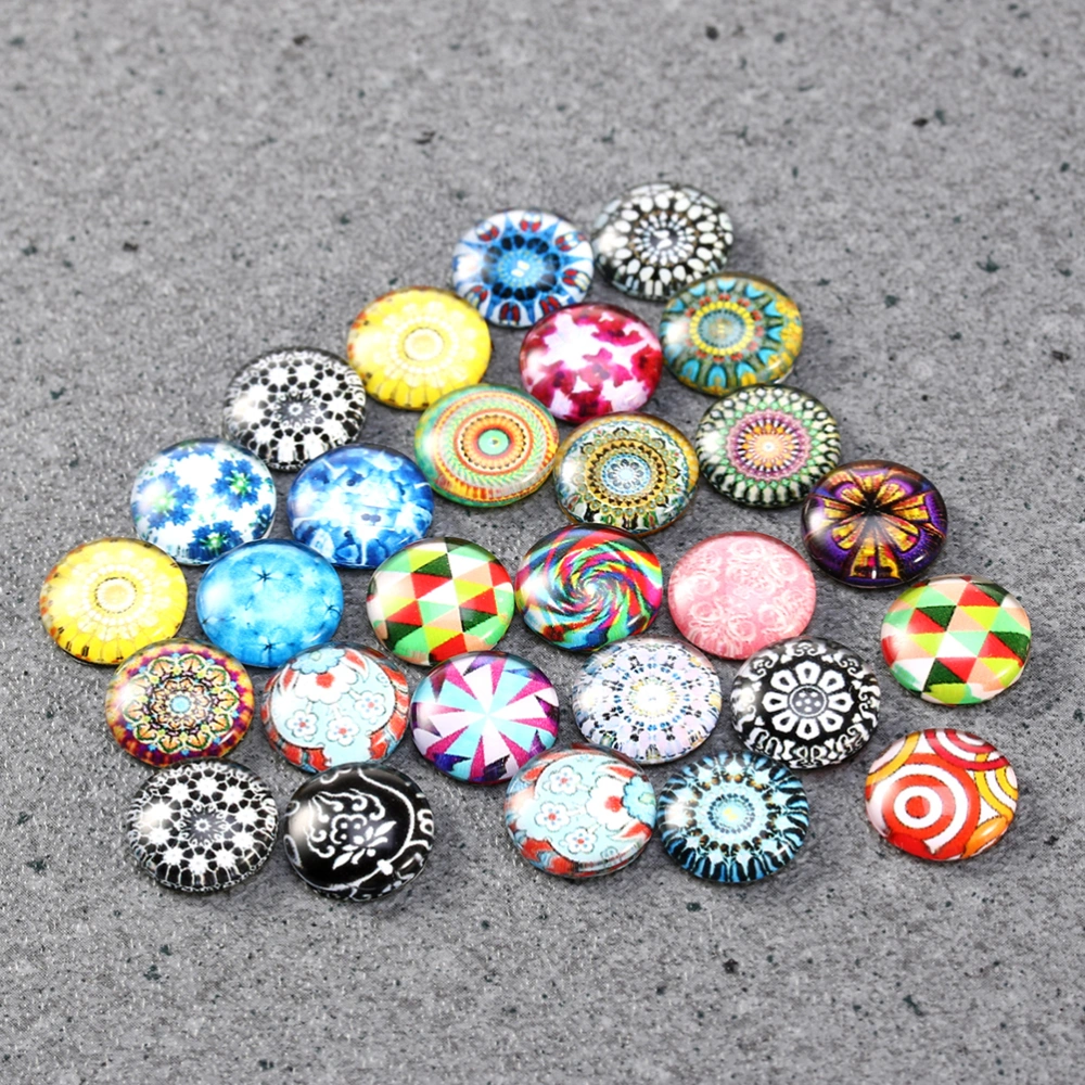 100pcs 14mm Mixed Round Mosaic Tiles for Crafts Glass Mosaic Supplies for Jewelry Making