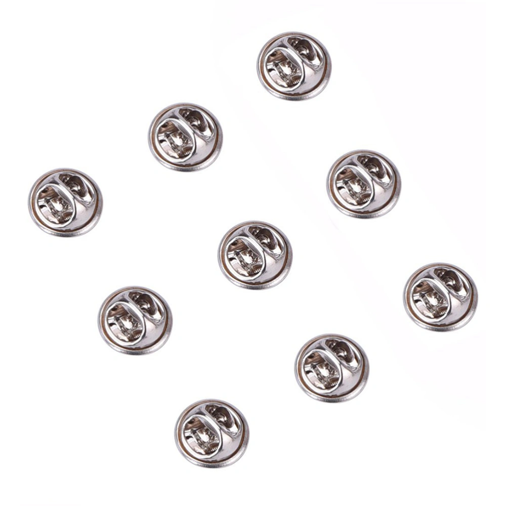 50pcs Brass Clutch Badge Insignia Clutches Pin Backs Replacement (Silver)