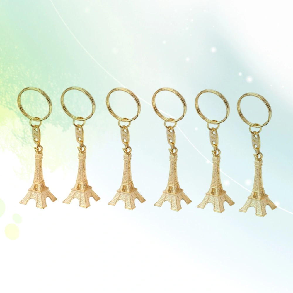 12pcs Retro Keyring Eiffel Tower Key Chain Mini Keychain Pendant Decorations (Golden)