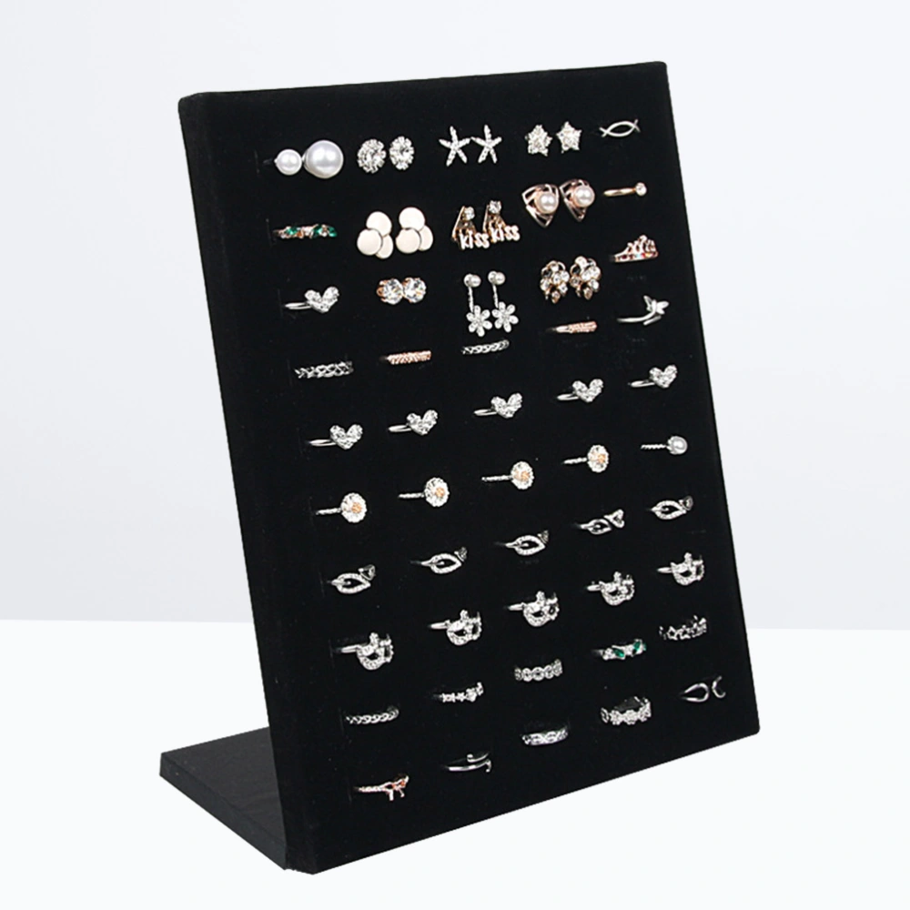 50 Slots Ring Display Board Finger Rings Showing Stand Jewelry Organizer Holder (Black)