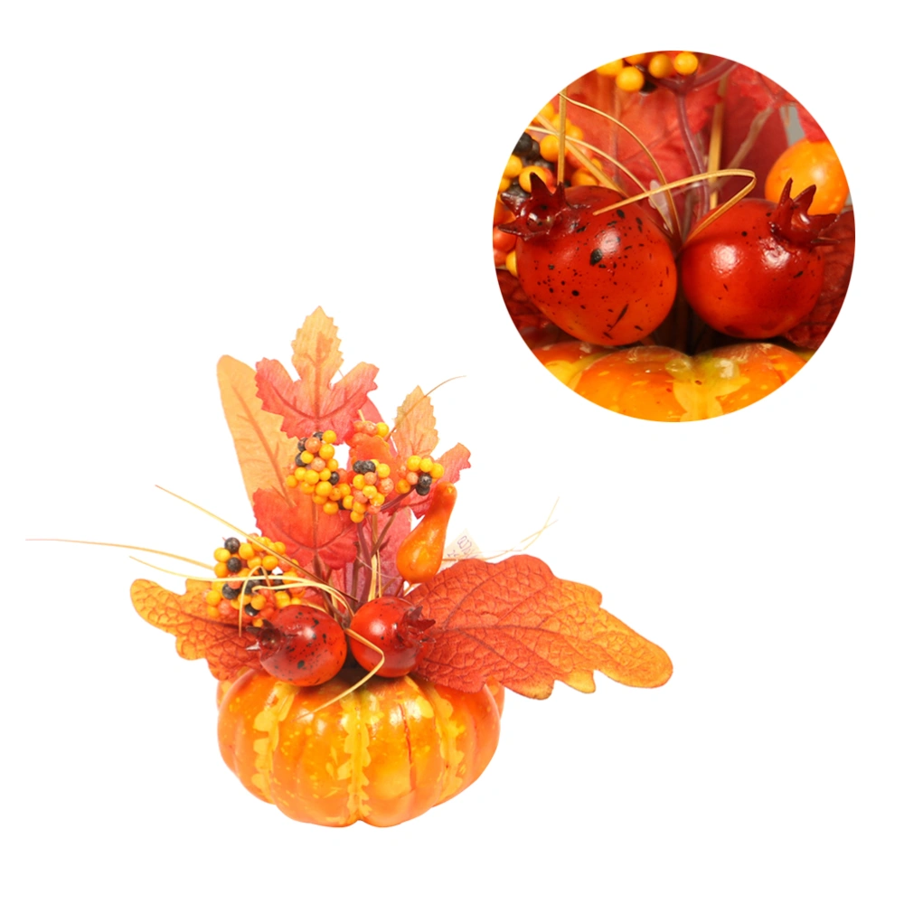 1pcs Halloween Artificial Pomegranate Maple Leaf Decor Pumpkin Photography Decorative Home Autumn Decorative Props (QJ701 Small Pomegranate Yellow Curved Melon)