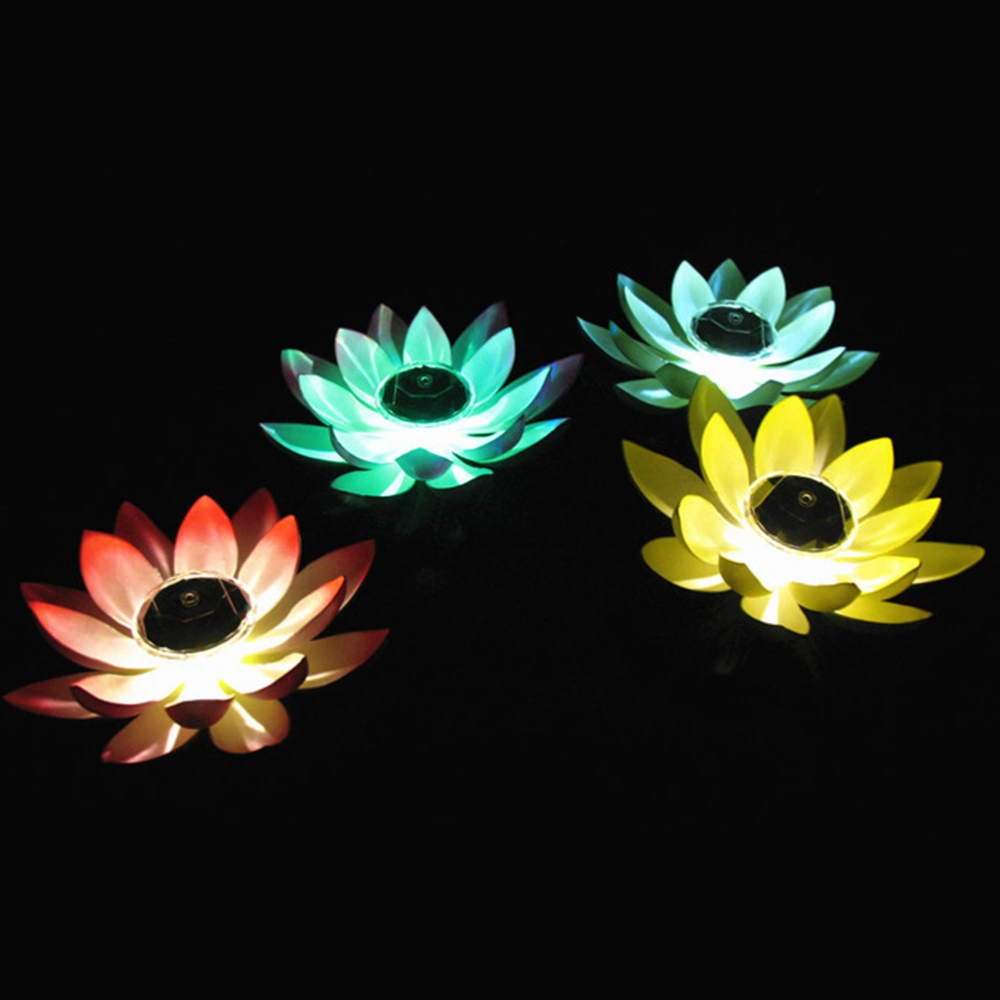 LED Solar Powered Colorful Elegant Lotus Decoration Flower Pool Landscape Decorative Lights(Random Color)