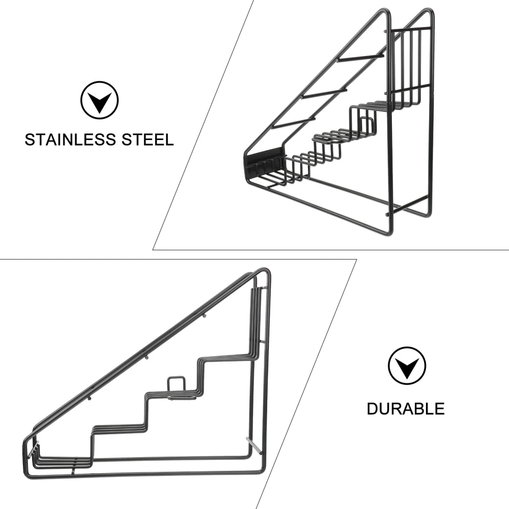Stainless Steel Sugar Syrup Shelf Desktop Syrup Display Kitchen Stepped Storage Rack for Coffee Shop Home (Black)