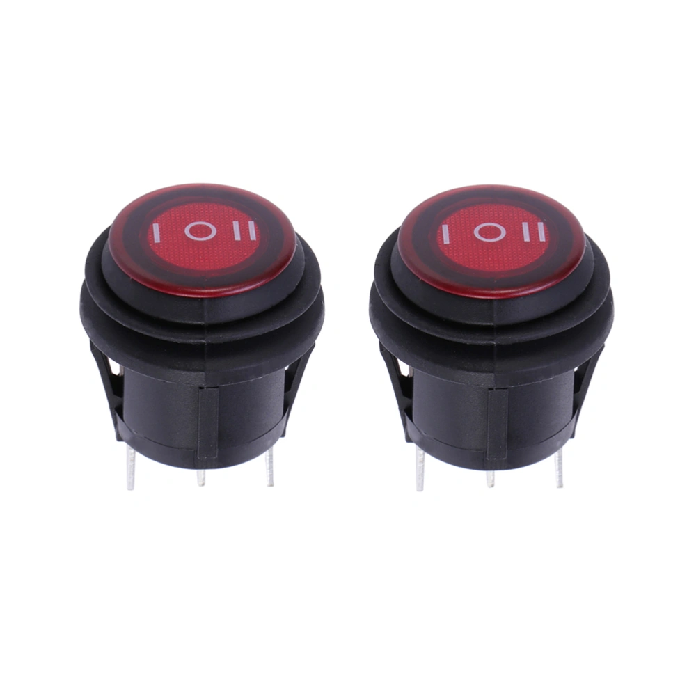 2pcs AC 6A/250V 3 Pin Round Rocker Toggle ON/OFF Waterproof SPDT Switch Button For Auto Car And Boat