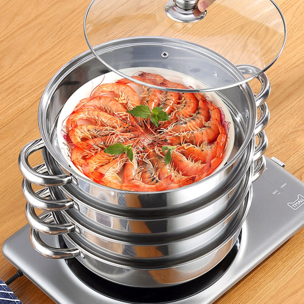 1pc Stainless Steel Stockpot Multifunction Pot (Four-Layer, Super Thick-28cm)