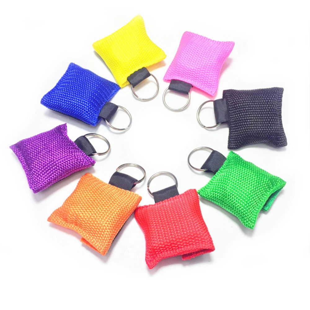 8pcs Outdoor Emergency Use CPR Mask Resuscitation Face Mask Disposable Travel CPR Pocket Mask Keychain Ring (Yellow Red Green Orange Black Purple Pink and Blue)