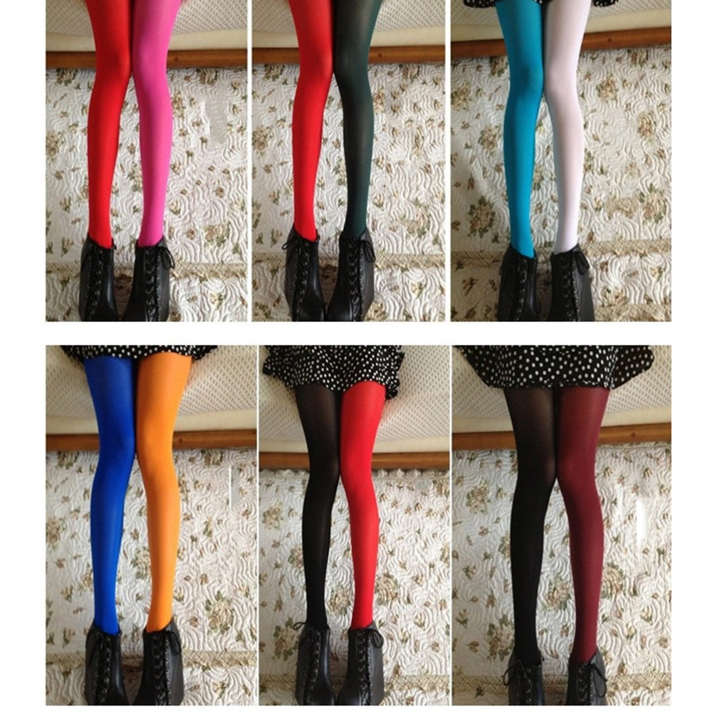 Fashion Double Color AB Splice Left Right Stockings - Free Size (Rose Red and Red)