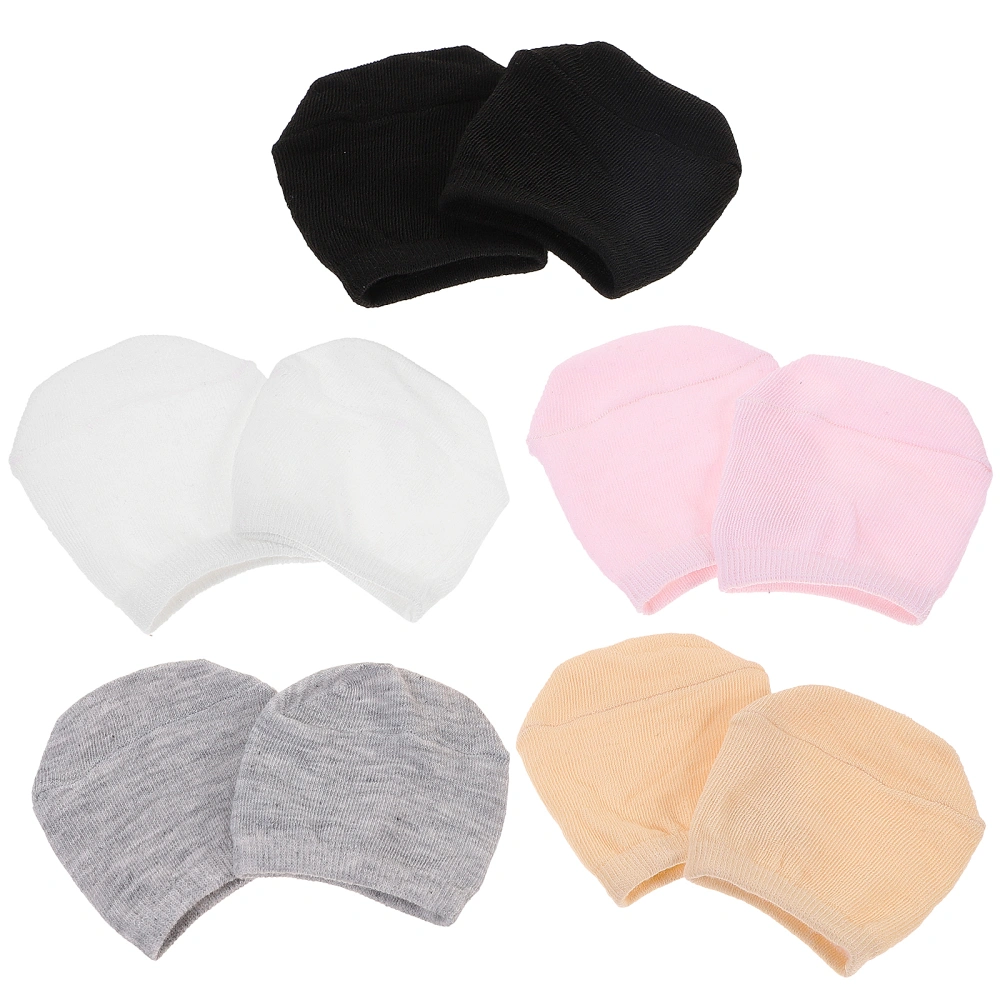 5 Pairs of Cotton Half Socks Toe Topper Liner Socks Toe Cover Socks Invisible Socks for Lady (Black White Pink Grey Skin Color)