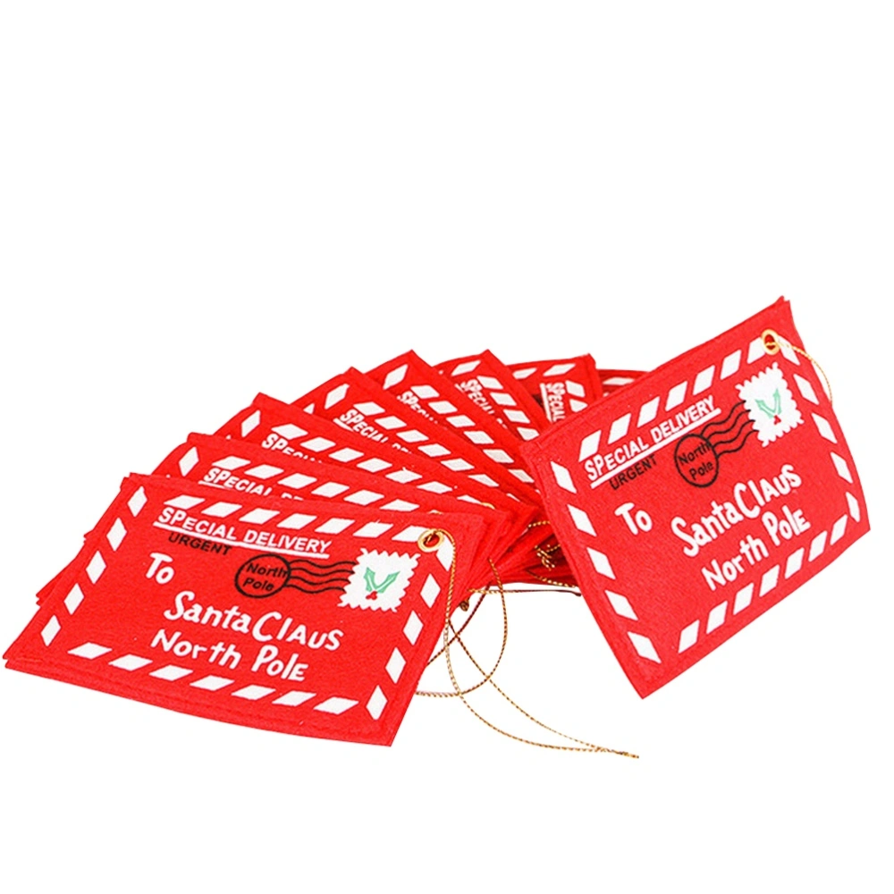 10PCS Red Non-woven Envelope Ornaments Hanging Pendants for Christmas Tree Christmas Party Decor (Red)