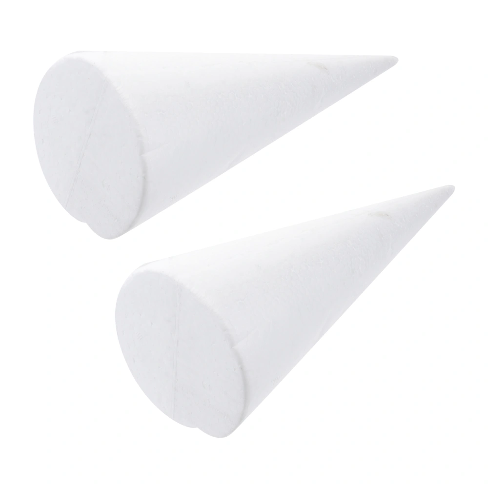 2pcs Handmade White Solid Cone Children DIY Craft Cone Accessories Home Cone for Christmas (32x12cm)