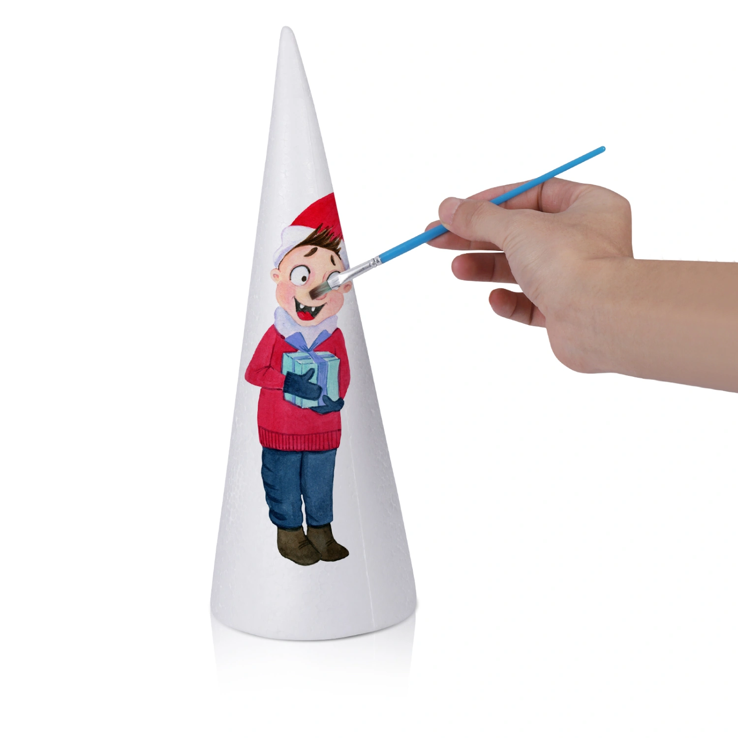 2pcs Handmade White Solid Cone Children DIY Craft Cone Accessories Home Cone for Christmas (32x12cm)