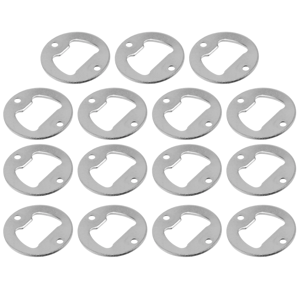 15Pcs Round Metal Strong Polished Bottle Opener Insert Parts Beer Bottle Opener Silver