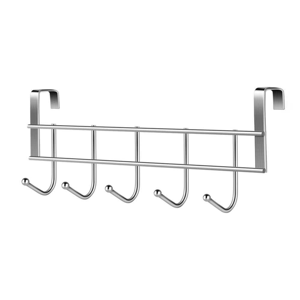 OUNONA Stainless Steel Towel Door Hooks Wall Mounted Bath Towel Hook Hanger with 5 Hooks