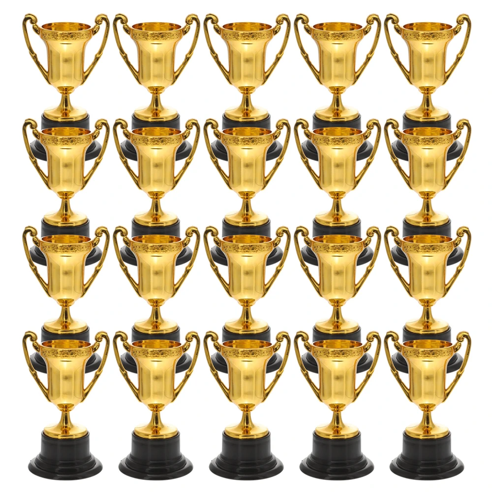 20Pcs Kids Reward Trophy Plastic Prize Cup Children Reward Prizes Small Cup with Base Golden