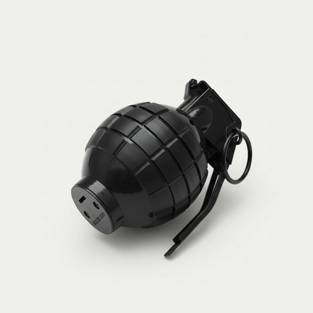 Grenade Props with Shining Light Trick Toys Virtual Sound Effects Hand Grenade Props Military Model Supplies No Battery Black