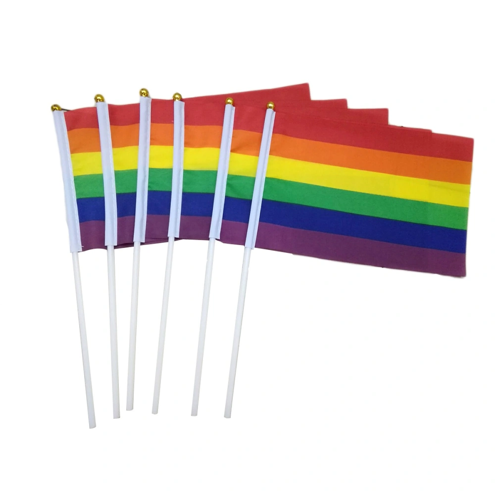 36pcs Small Rainbow Pride Gay Stick Banner HandHeld Mini Banner LGBT Party Decorations Supplies for Parades Rainbow Festival - 14x21cm