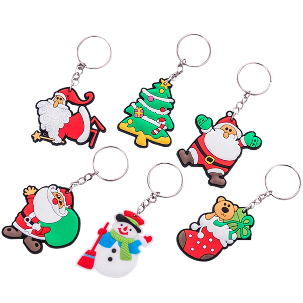 12pcs Cartoon Santa Claus Keychain Christmas Tree Keyring Hanging Pendant (Random Style)