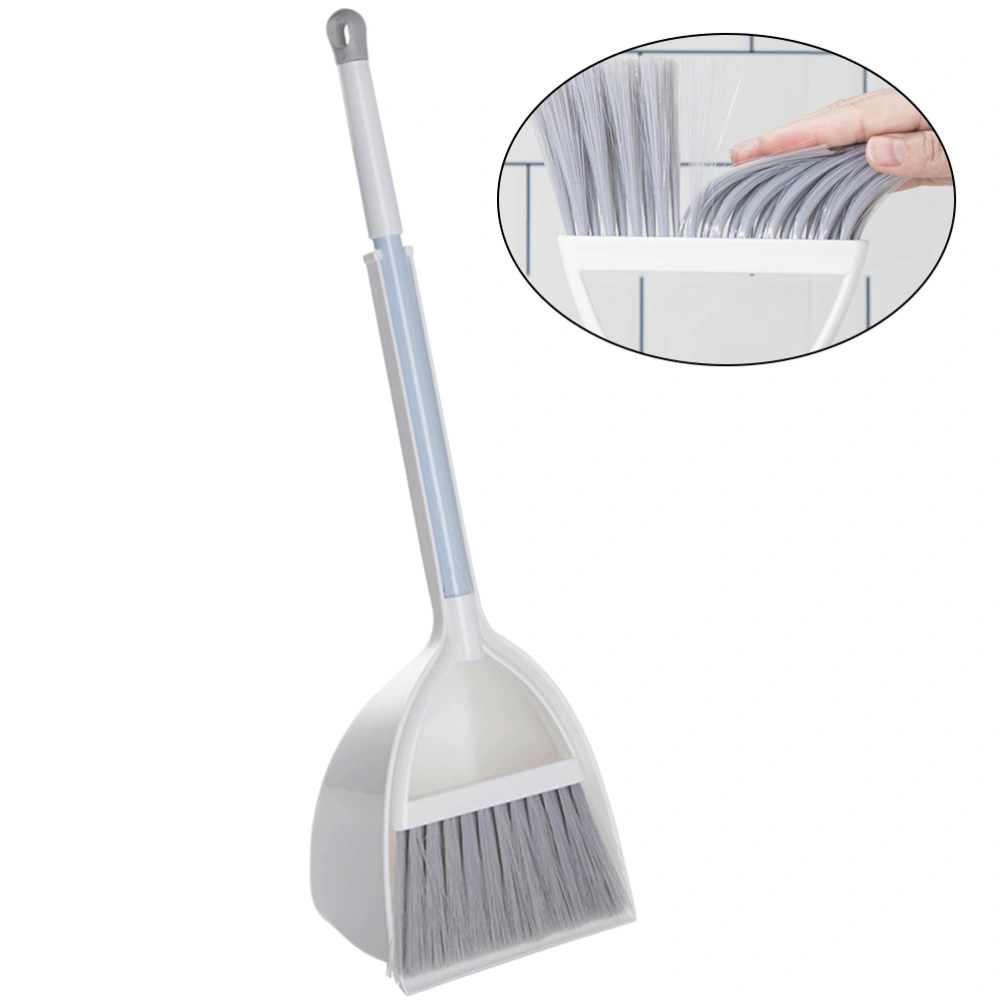 Small Broom and Dustpan Set Broomstick and Dust Pan Combo for Home Kitchen Room Kids Housework Cleaning Craft (White)