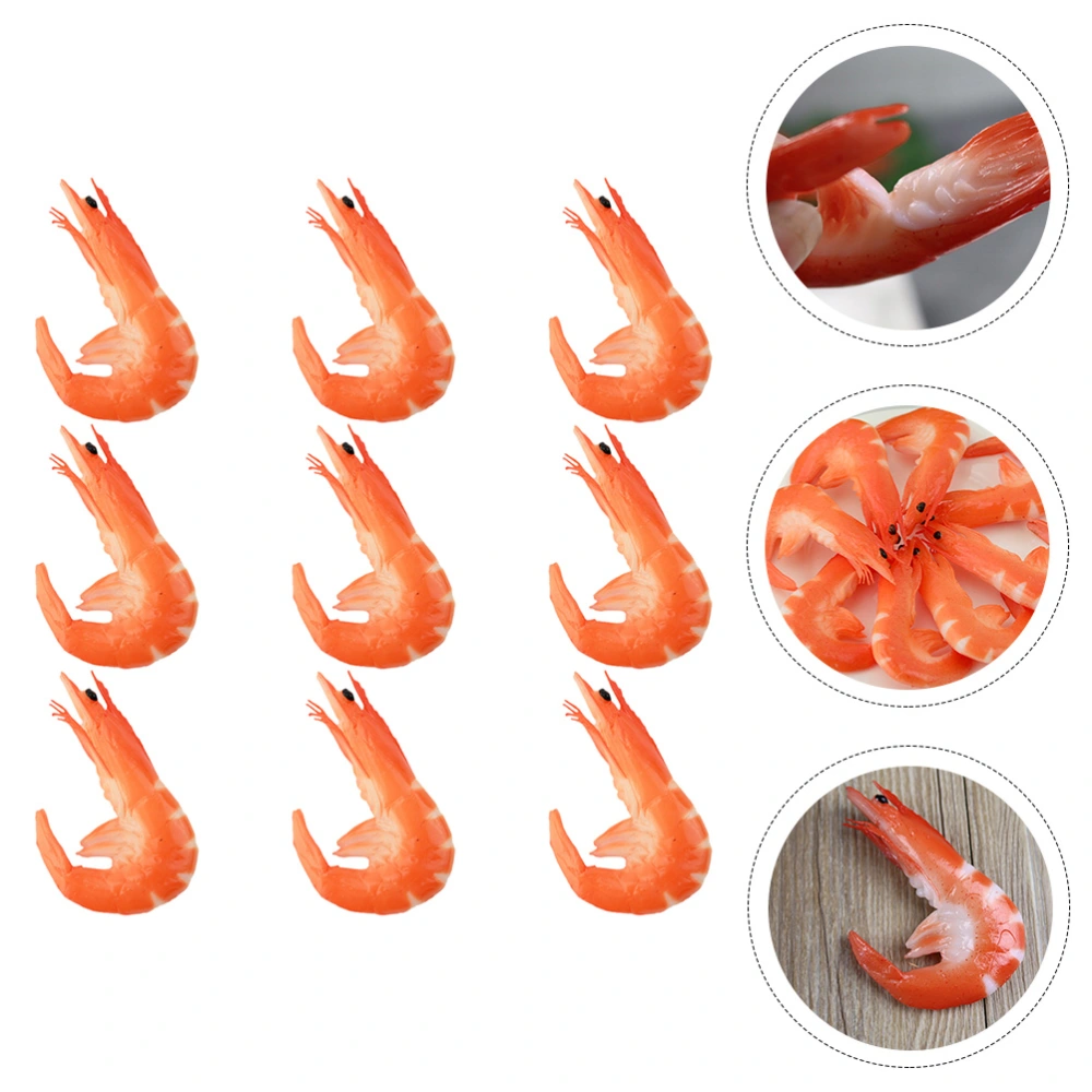 9pcs Fake Food Artificial Shrimp Model Simulated Shrimp Fake Food Photo Prop