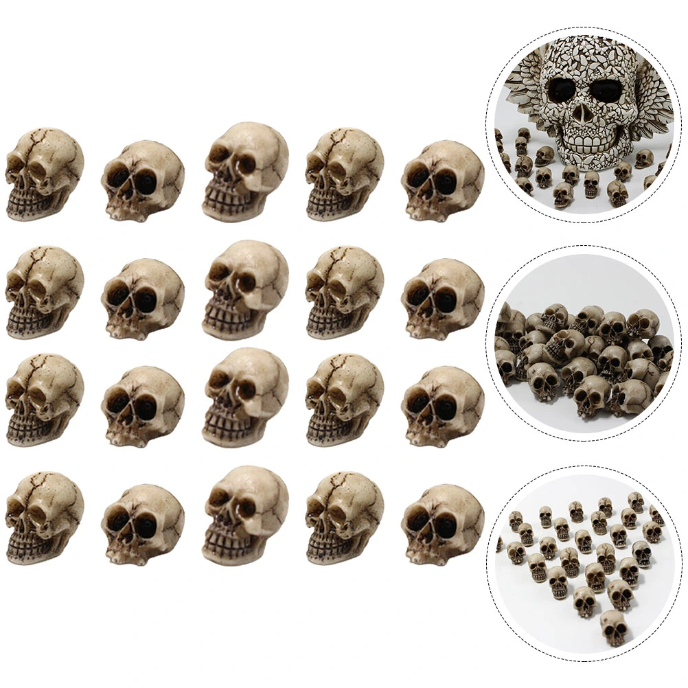 20pcs Small Skull Head Statue lifelike Skull Head Adornment Exquisite Skull Head Halloween Decoration