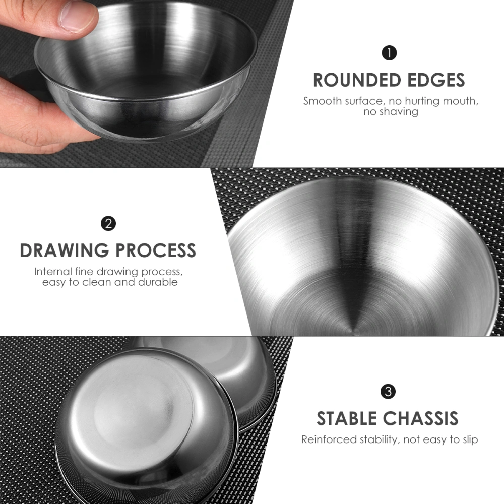 BESTONZON 8pcs Stainless Steel Sauce Dishes Food Dipping Bowls Round Seasoning Dish Saucer Appetizer Plates