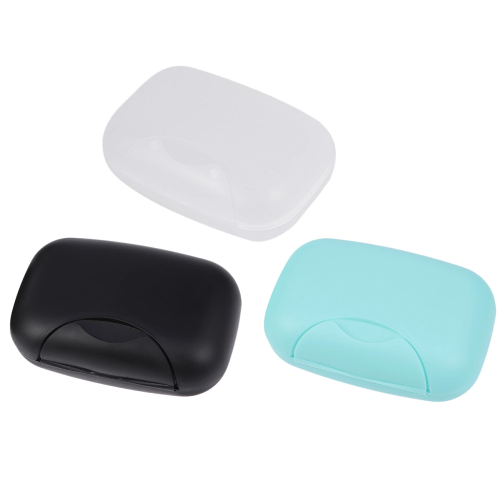 2Pcs Travel Soap Box Sealing Waterproof Seal Buckle Portable Soap Dish Soap Basket Soap Holder for Men Women Home Black