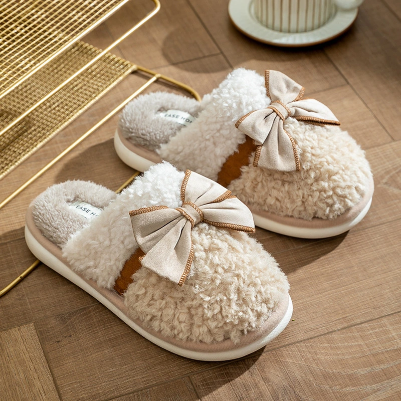 Bow Cotton Slippers Non-slip Couple