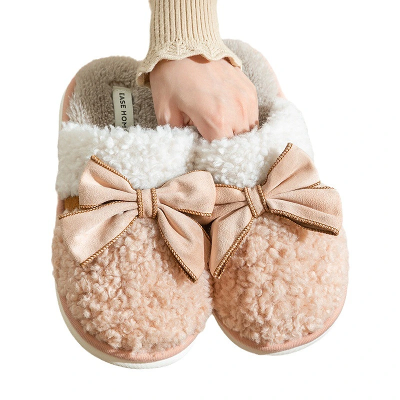 Bow Cotton Slippers Non-slip Couple