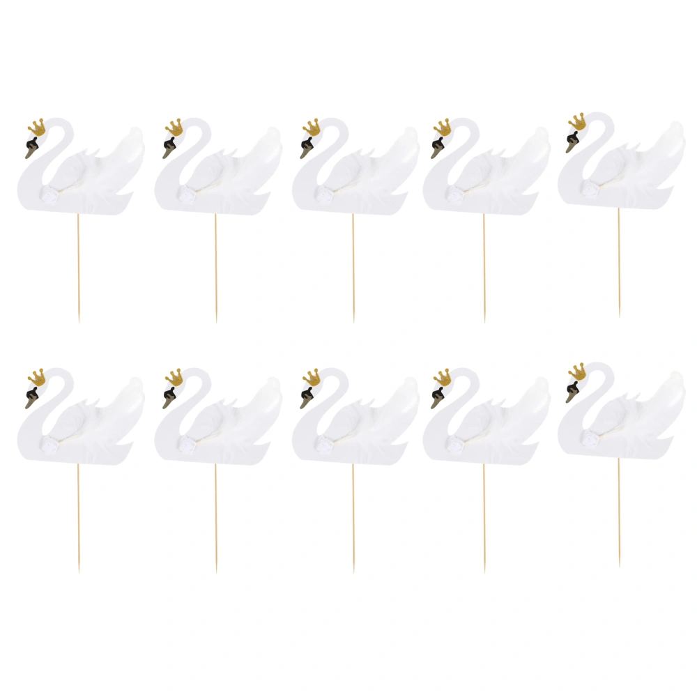 10pcs  Small Swan Cake Topper Party Birthday Cupcake Dessert Toppers Decoration