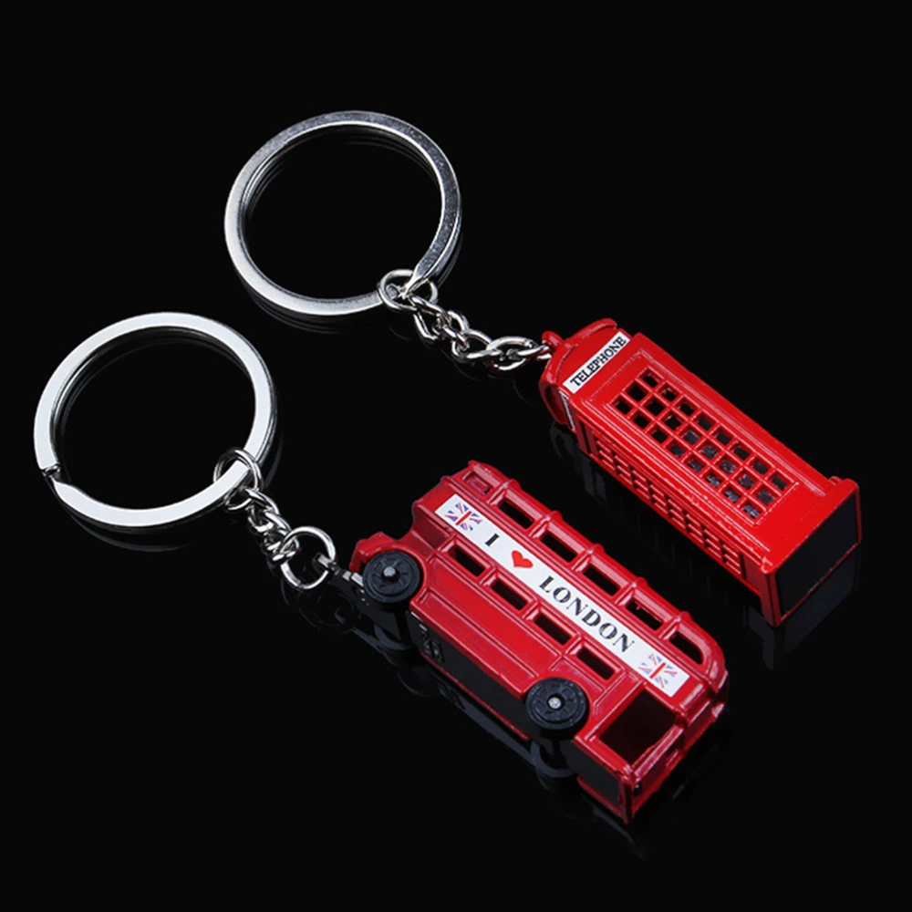 3PCS/Set British Tourist Souvenir Keychain Telephone Booth Mail Box Double-decker Bus